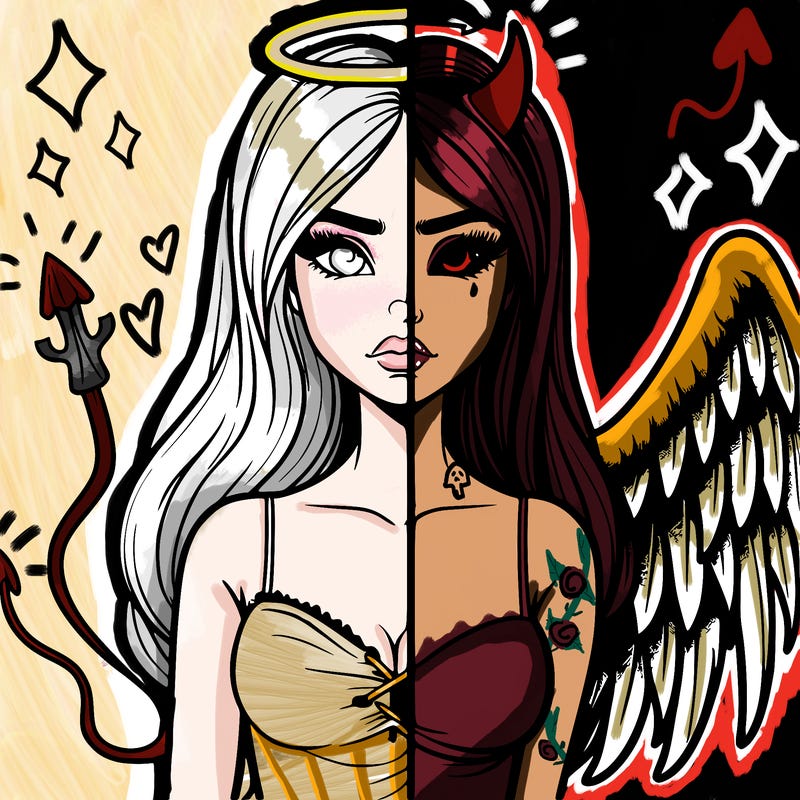 devil vs angel realistic girl