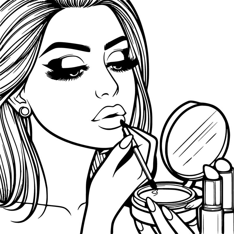 realistic woman applying makeup