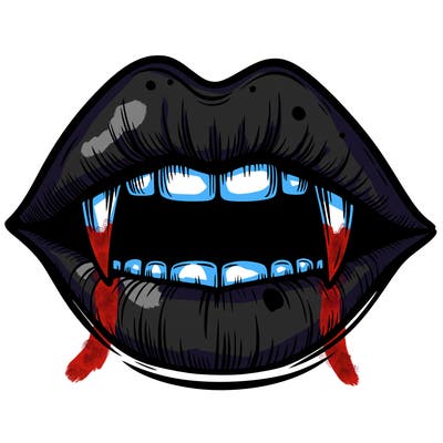 lips with vampire teeth