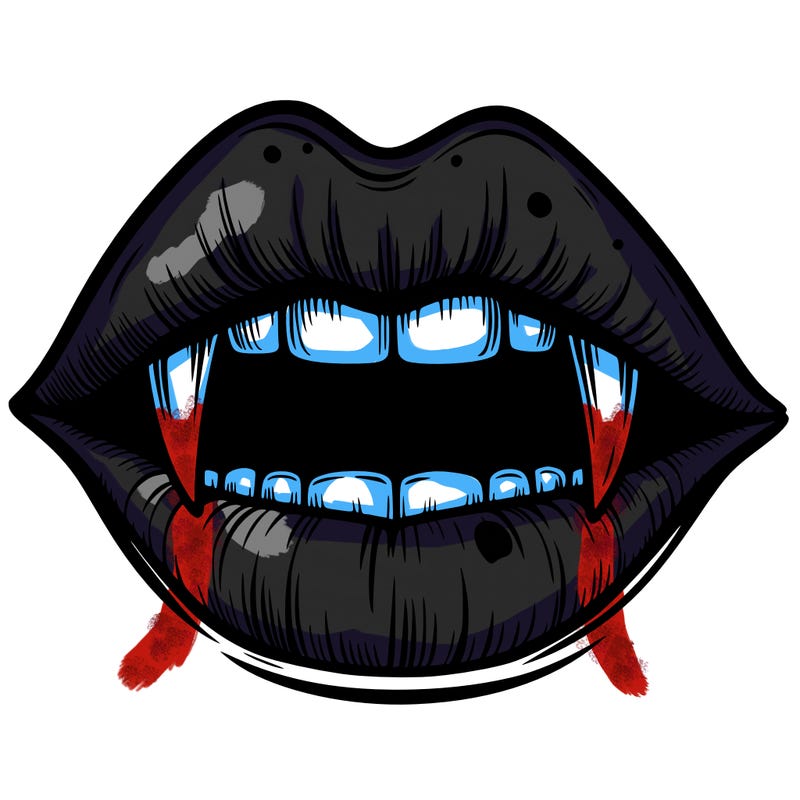 lips with vampire teeth