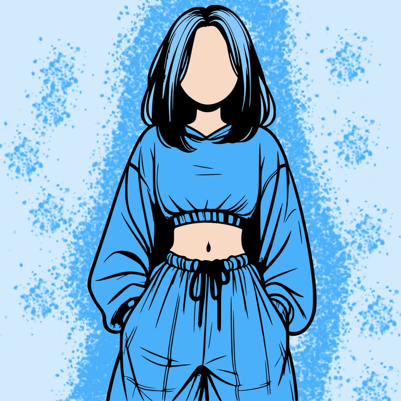 realistic girl faceless with baggy pants and a crop top