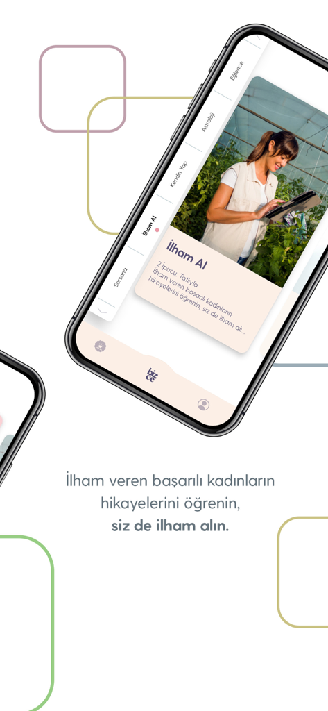 Turkcell Bizce App-Oberfläche zeigt den Inspirationsbereich mit Geschichten erfolgreicher Frauen.