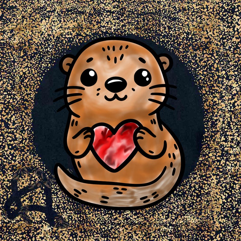 otter with a heart