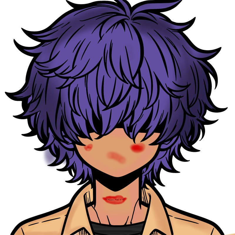 manga boy fluffy hair covering his eyes