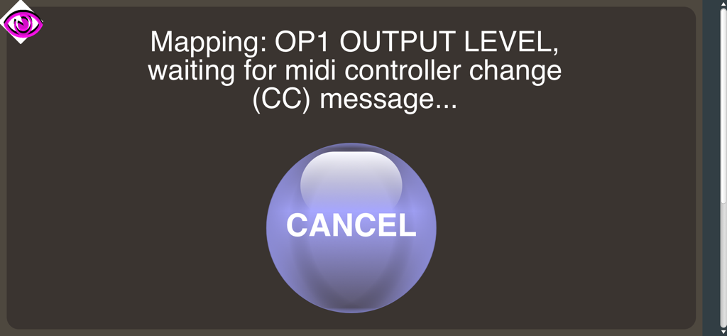 Dexed Synth - Dexed Synth MIDI CC mapping interface waiting for a controller message