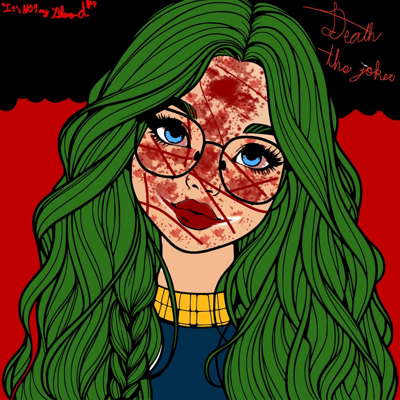 girl with long hair and freckles and glasses realistic