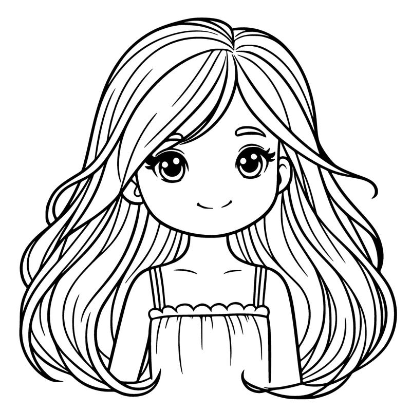 a nine years old girl with long hair