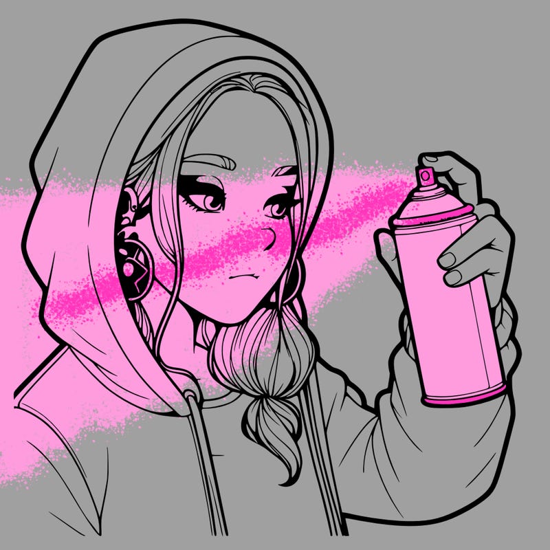 a realistic girl, spray painting
