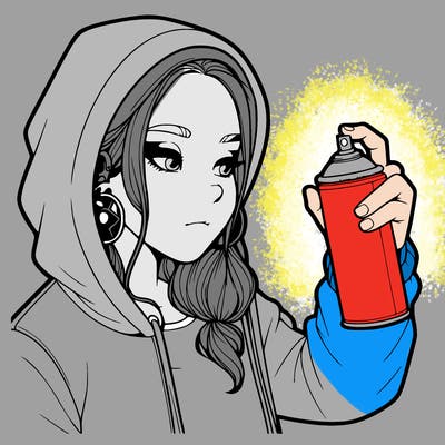 a realistic girl, spray painting