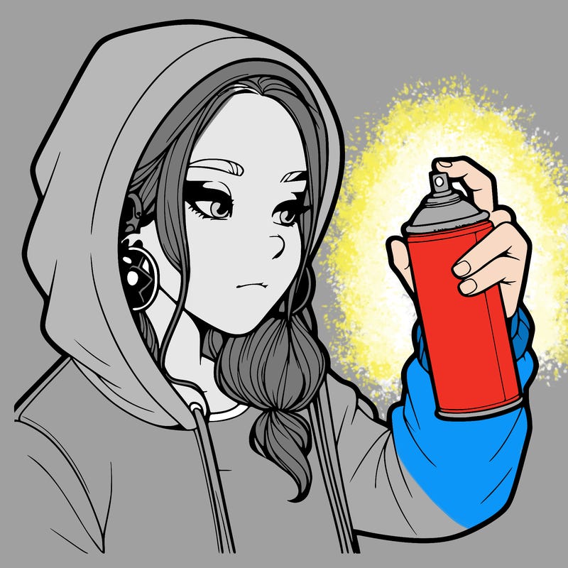 a realistic girl, spray painting