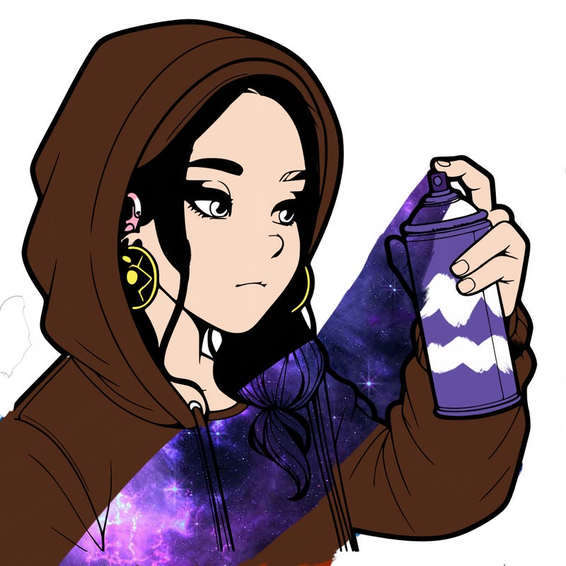 a realistic girl, spray painting