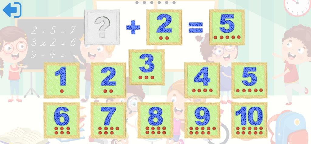 다채로운 숫자 블록과 수학 퍼즐이 등장하는 아이들을 위한 교육용 덧셈 게임 인터페이스