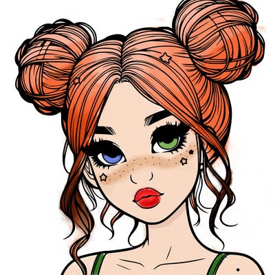 realistic girl with space buns