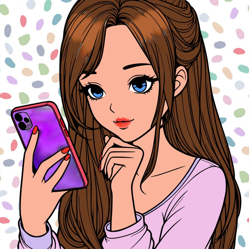 realistic girl with a  iphone