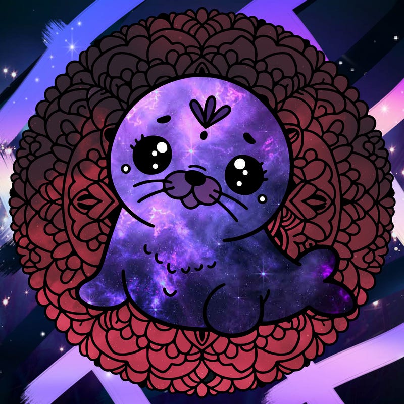 a cute baby seal mandala