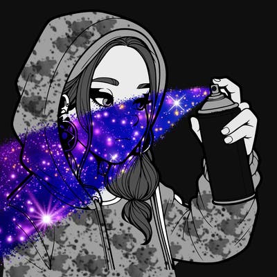 a realistic girl, spray painting