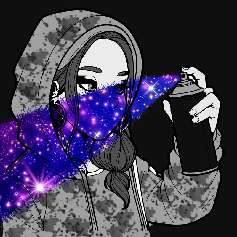 a realistic girl, spray painting