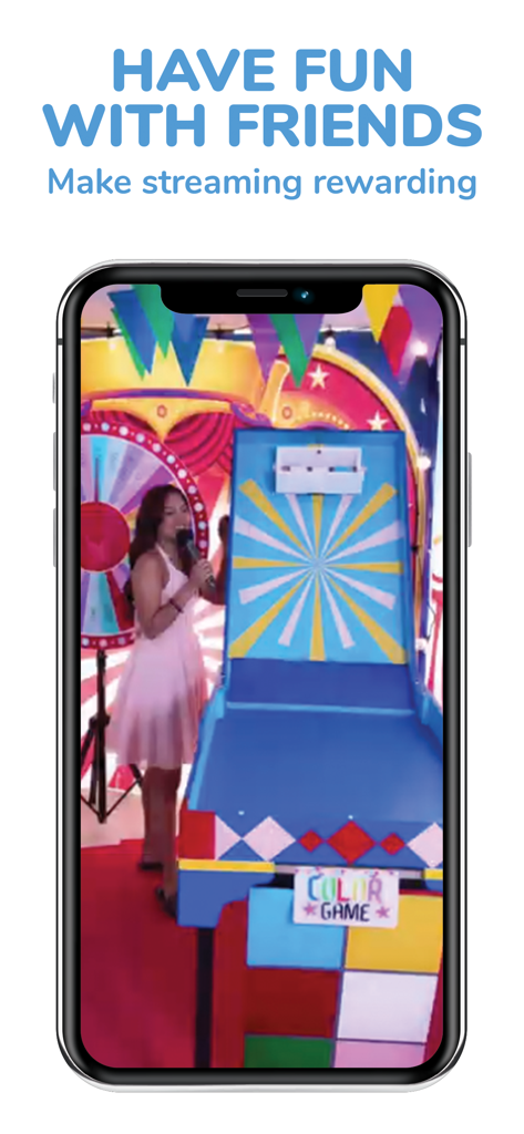 Kumu app livestream showing a woman hosting an interactive color game show