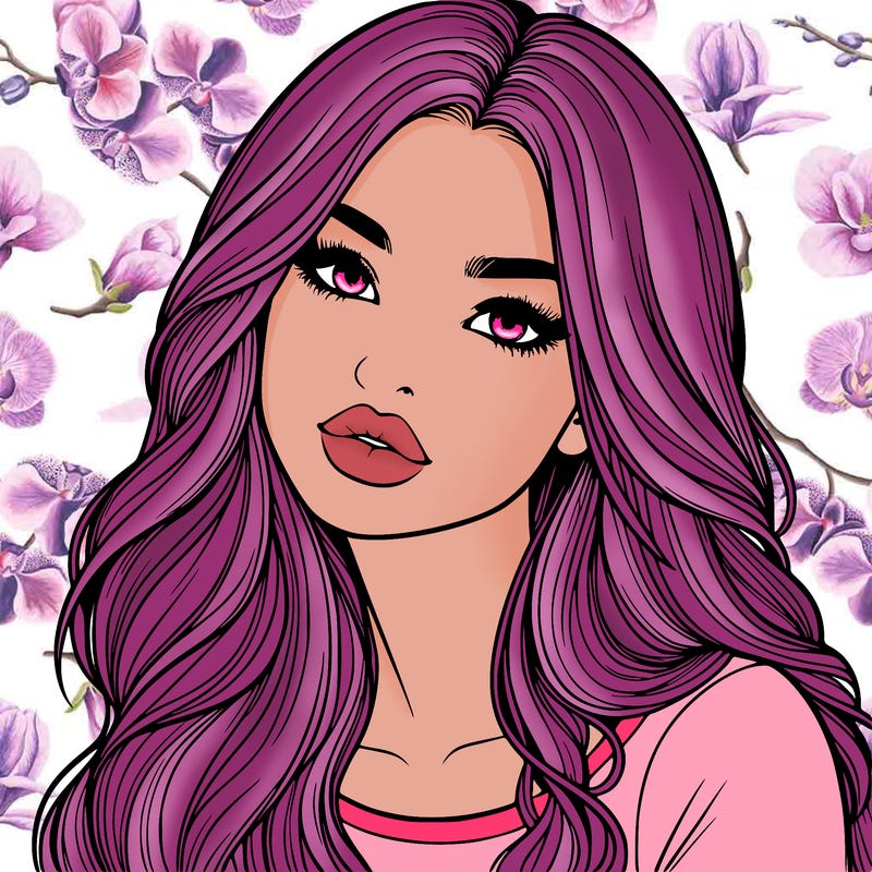 realistic girl with hair on her hair and lips