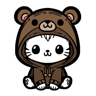 cat with a bear hoodie