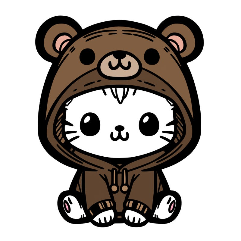 cat with a bear hoodie
