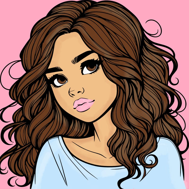 realistic girl with wavy hair on her hair