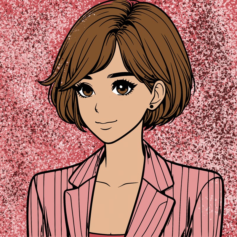 one beautiful girl realistic wearing suit with short hair