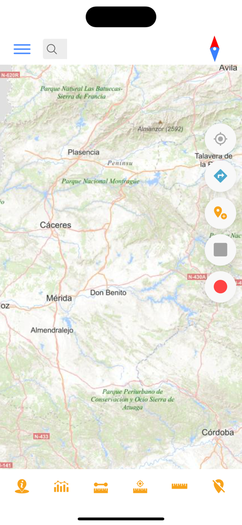 Mapas de España Básicosナビゲーションアプリでのスペインの地形図表示