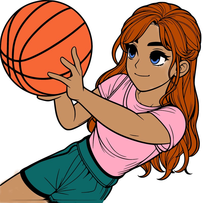 realistic girl playing basketball
