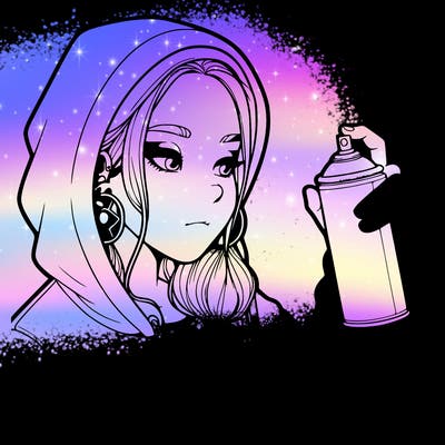 a realistic girl, spray painting