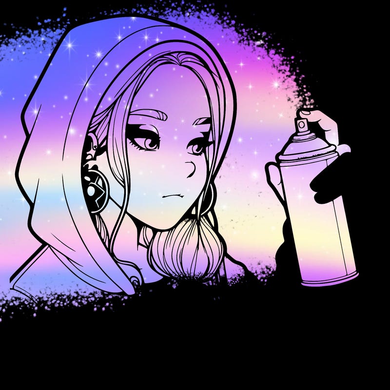 a realistic girl, spray painting