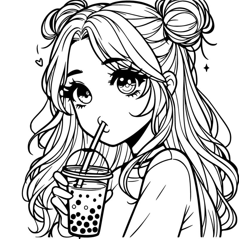 pretty realistic girl drinking boba