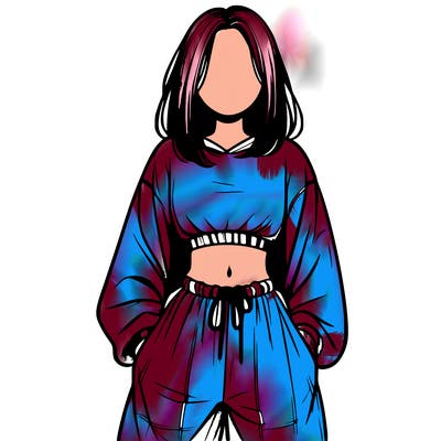 realistic girl faceless with baggy pants and a crop top