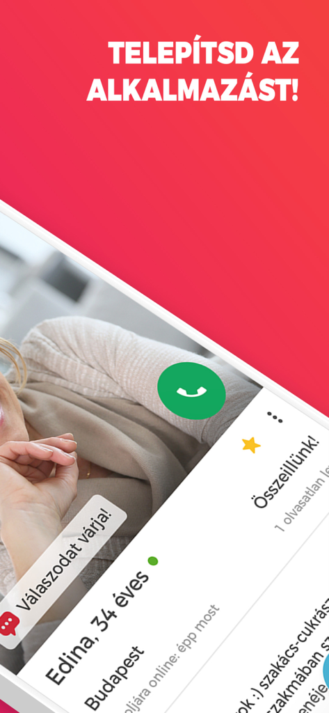 Cronos - Társkeresés könnyedén - Screenshot of the Cronos dating app interface showing a user profile from Budapest in Hungarian.