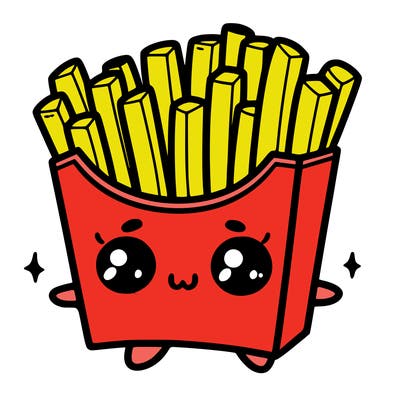 a cute. french fries
