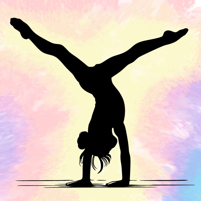 realistic gymnastic hand stand girl in four splits