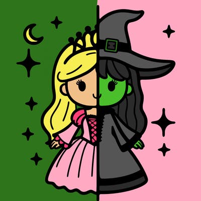 split princess and witch
