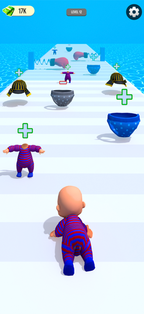 Good and Bad Mom Run - A baby crawling on a path collecting clothes in a mobile runner game