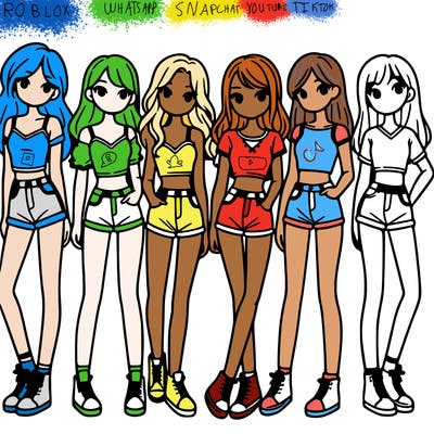 a group of girls wearing crop tops and shorts