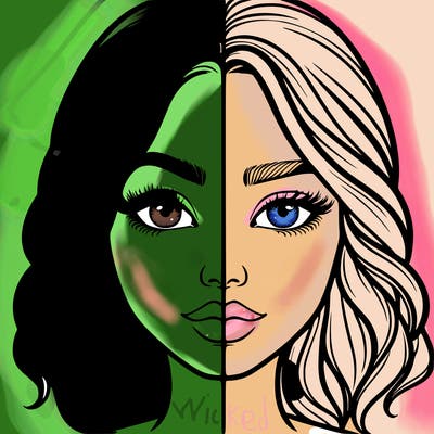 realistic girl split half
