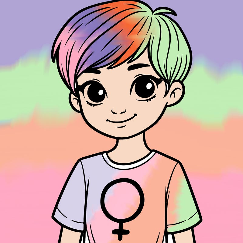 girl with pixie cut and feminist shirt