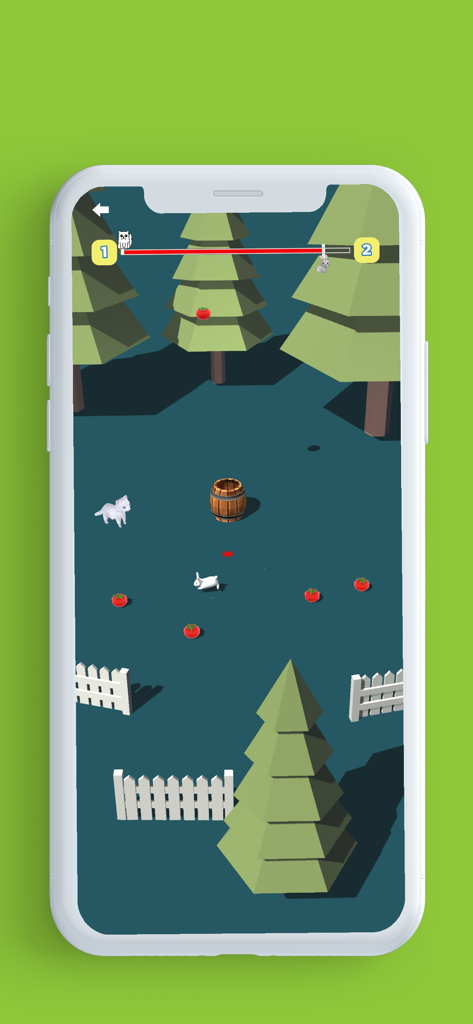 Laser Pointer for Cat - Mobile game screen of Laser Pointer for Cat featuring a cat and rabbit in a forest level