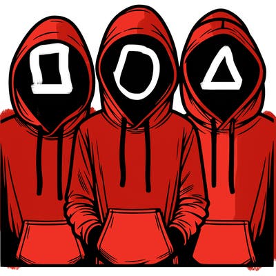 3 faceless people in  hoodies