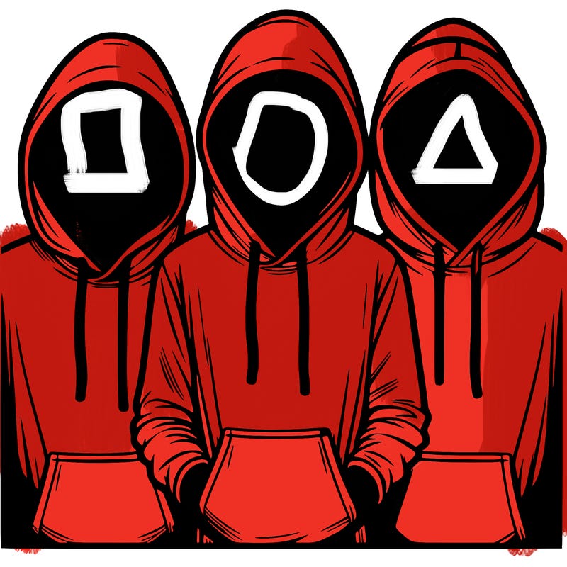 3 faceless people in  hoodies