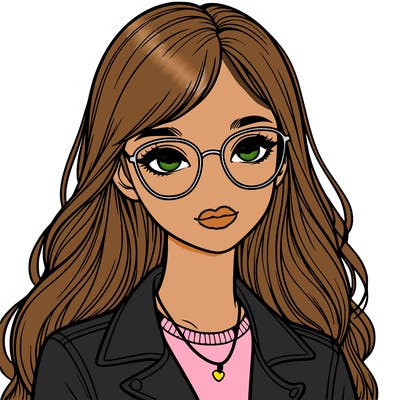 realistic girl with glasses