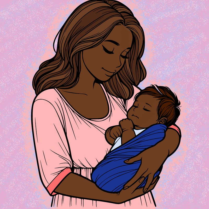 mother holding baby realistic