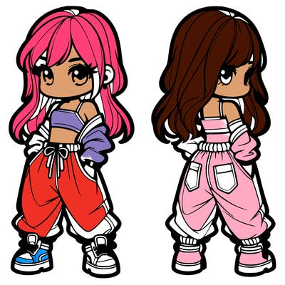 girl in crop top and baggy pants