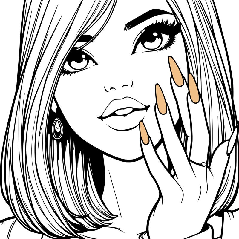 realistic girl showing her nails