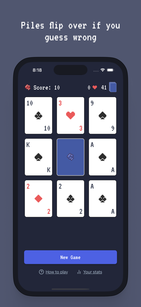 Beat the Box – card game - Screenshot of the Beat the Box card game interface showing a grid of playing cards and game stats