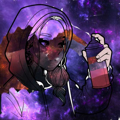 a realistic girl, spray painting